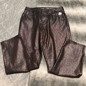 Brown/Bronze Shimmer High-Rise Straight Leg Jeans